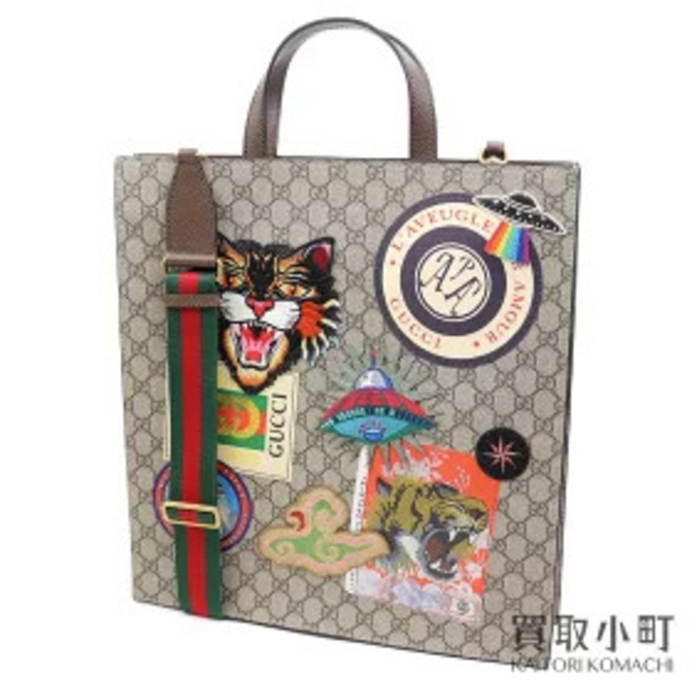 Gucci Courier GG Supreme Tote Bag Embroidered Applique Tiger Patch Handbag
